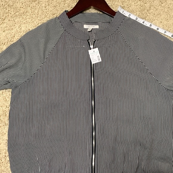 Maurices Jackets & Blazers - Maurices, black white striped front ruched cuff,  waistband lightweight jacket M